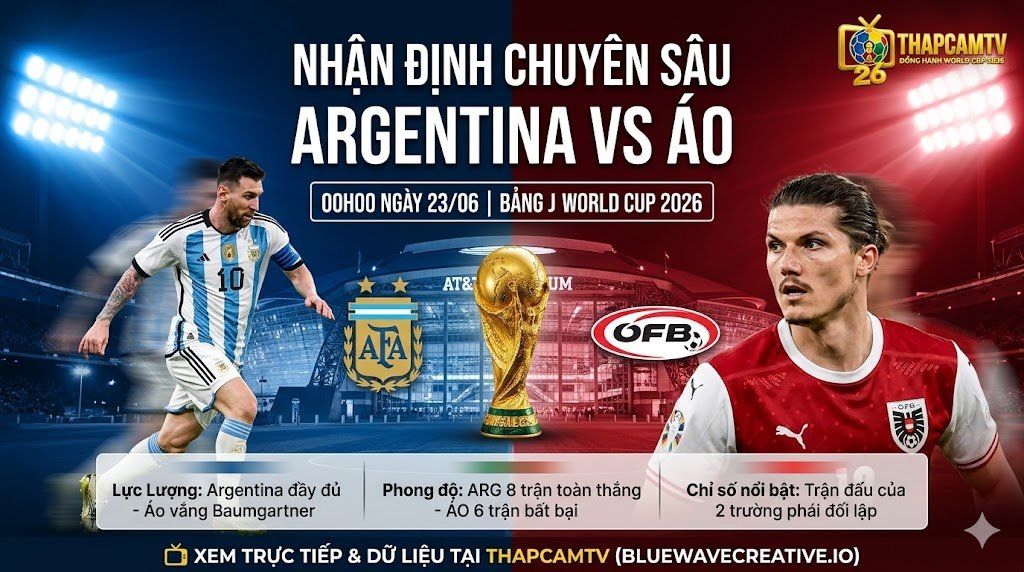 Nhận định Argentina vs Áo World Cup 2026: Trận đấu bảng J ngày 23/6.