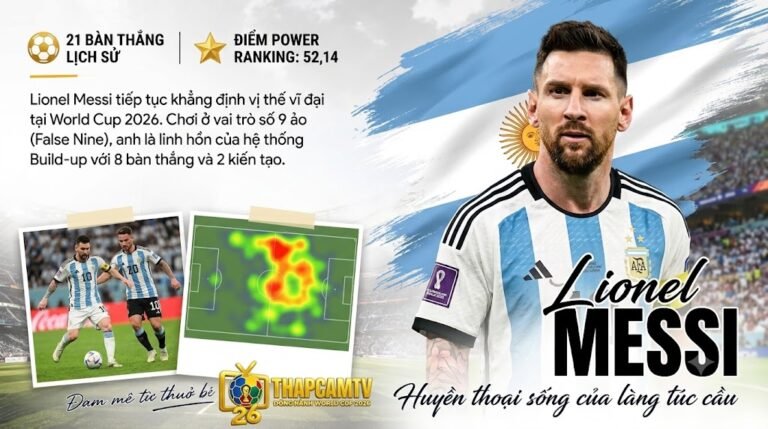Phân tích chiến thuật Lionel Messi trong vai trò số 9 ảo tại World Cup 2026 với 21 bàn thắng lịch sử cùng hệ thống Build-up, cập nhật bởi Thapcamtv.