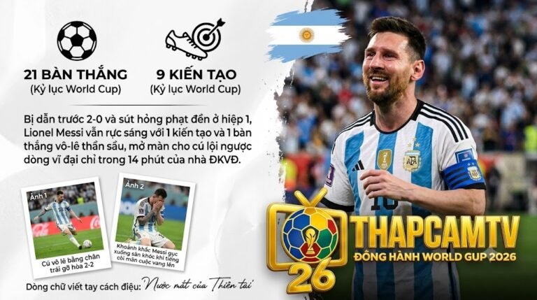Lionel Messi ăn mừng đầy cảm xúc sau màn lội ngược dòng 3-2 của Argentina trước Ai Cập tại vòng 1/8 World Cup 2026, thiết lập kỷ lục 21 bàn thắng.