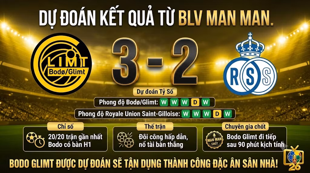 Chuyên gia BLV Man Man dự đoán tỷ số và thống kê phong độ trận Bodo Glimt vs Union SG tại Thapcamz.site.