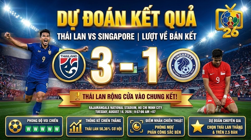 Chuyên gia BLV Man Man dự đoán kết quả tỷ số trận Thái Lan vs Singapore ngày 18/8