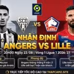 Bìa nhận định bóng đá Angers vs Lille vòng 1 Ligue 1 2026/27, phân tích lực lượng và đội hình dự kiến cùng Thập Cẩm TV.