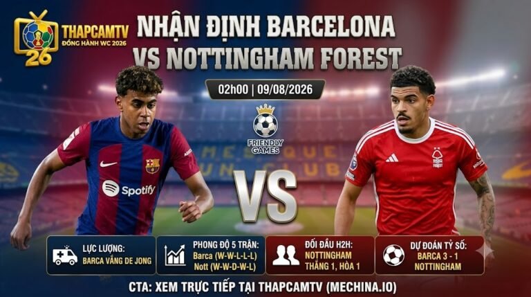 Nhận định Barcelona vs Nottingham Forest ngày 09/08/2026 cùng BLV Man Man trên ThapcamTV mechina.io