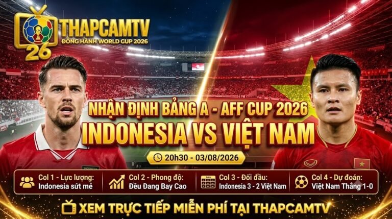 Nhận định trực tiếp trận đấu Indonesia vs Việt Nam bảng A AFF Cup 2026 cùng chuyên gia Thapcamtv.