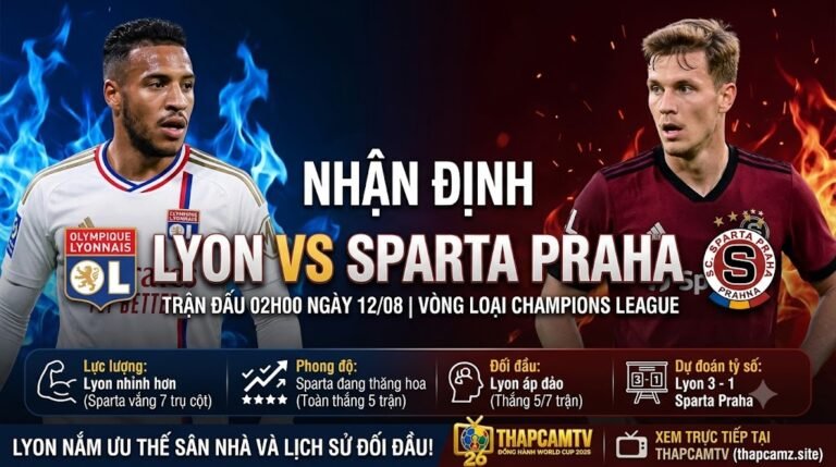 Hình ảnh nhận định, thông tin lực lượng và phong độ trận Lyon vs Sparta Praha tại vòng sơ loại Cúp C1 châu Âu.