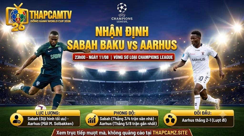 Nhận định Sabah Baku vs Aarhus 23h00 ngày 11/08 vòng sơ loại Champions League cùng BLV Man Man.